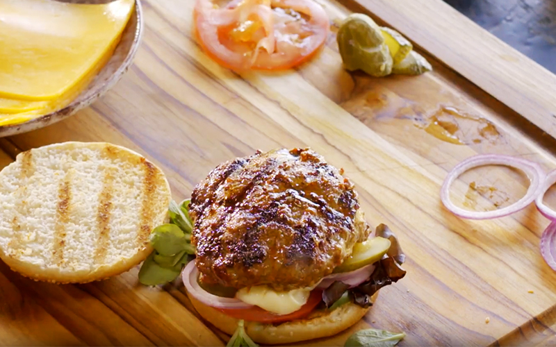 Big Green Egg Homemade hamburgers